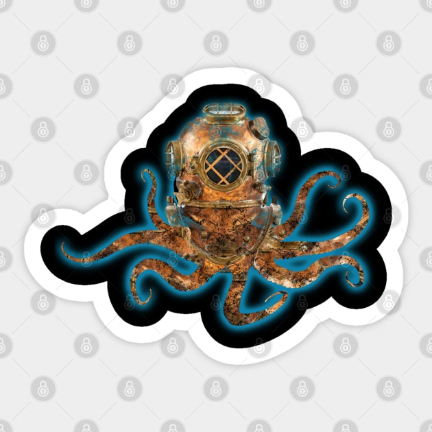 Cthulhu Vintage Diving Helmet Sticker by Scar